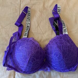 Victoria's Secret Purple Lace Push-Up Bra with Rhinestone Straps